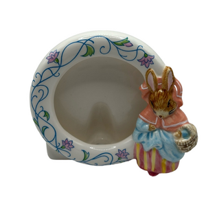 Beatrix Potter Mrs. Rabbit Small Ceramic Frame White with Pastel Flower Trim